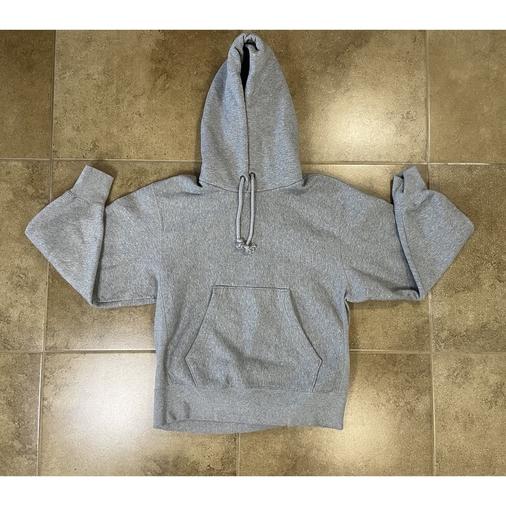 GU Japan Hoodie Unisex Size S Heather Grey Blank Heavyweight Fleece Pullover